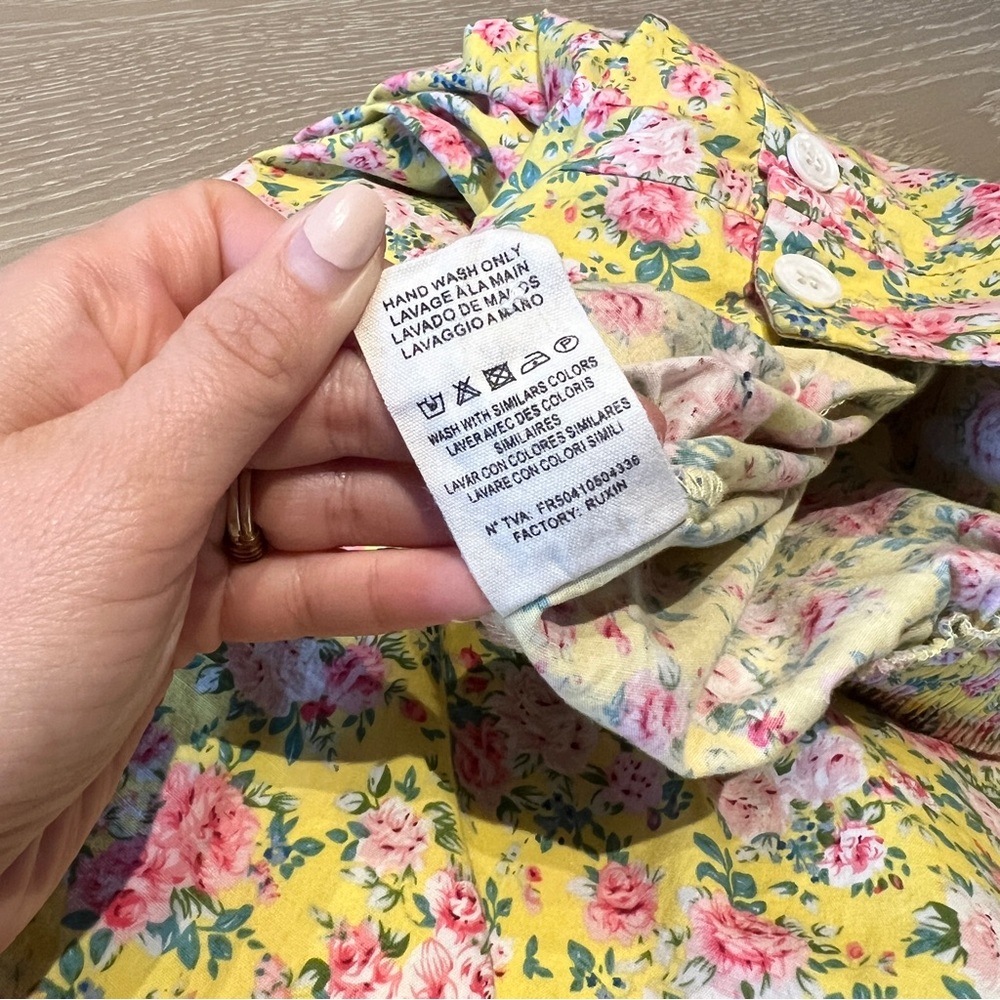 FRNCH Floral Skirt Women’s XS Yellow Button Front Pockets Cotton Cottagecore - Picture 11 of 11